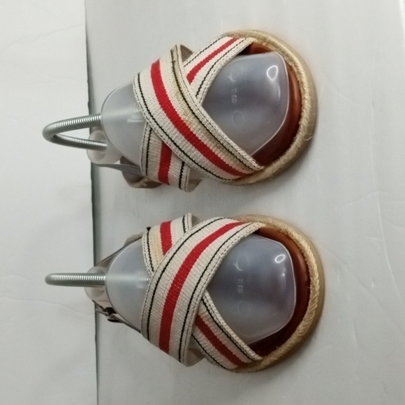 Modcloth Monte Carlo Cross Strap Sandals  size 11 Red/Beige/Black  Pre-owned - Picture 1 of 7